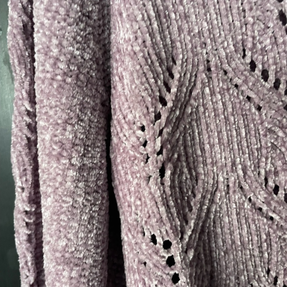 Cozy Chenille Openwork Sweater - lilac